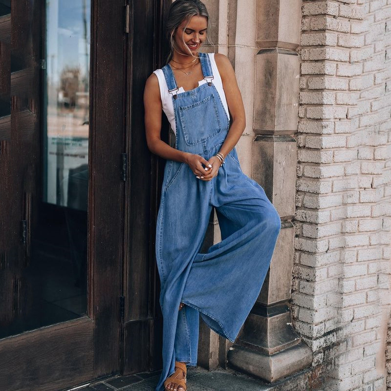 AYUALIN Denim Overalls for Women Vintage Wide Le..